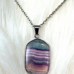 Elegant Rainbow Fluorite Pendant Necklace